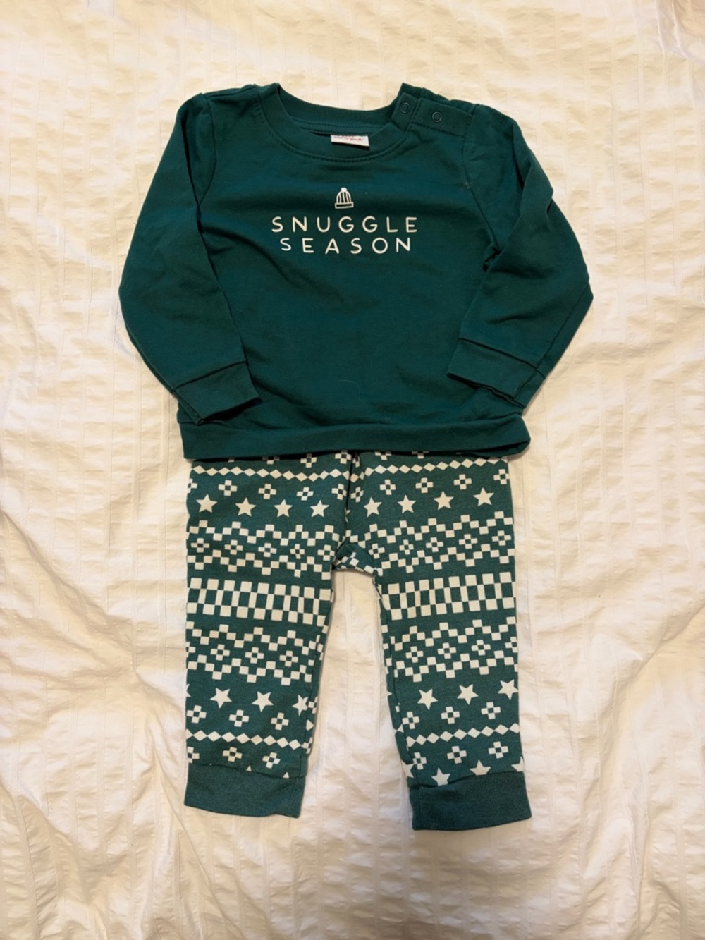 12m Snuggle Season Green Baby Set